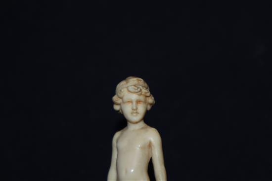 Ferdinand Preiss. A carved ivory figure of a standing girl on onyx plinth height 9.5cm